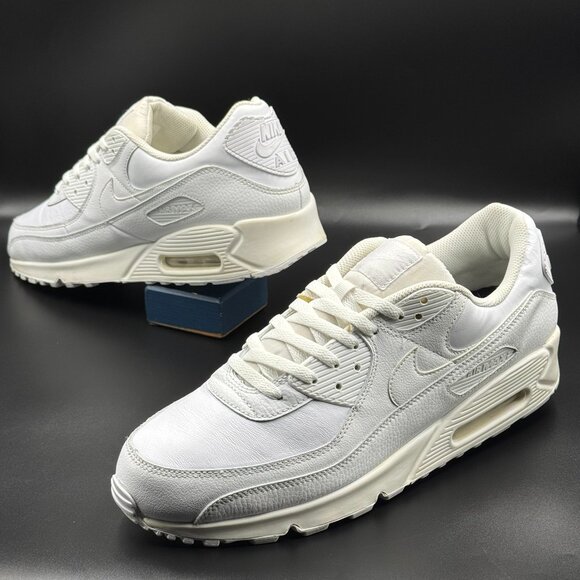Nike Air Max 90 Leather Triple White - Picture 6 of 10